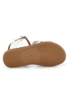 Silberne weiße Sandalen mit verstellbarer Schnalle Pitt Kinder 392633S