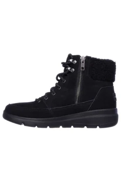 Skechers – Glacial Ultra Woodlands – Schwarze Wildleder-Stiefeletten mit Sherpa-Futter