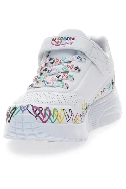 Skechers Uno Lite Weiße Sneakers mit Herzen und Memory Foam - Heart Craze