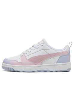 Snaakers Bianche e Dettagli Rosa e Lilla Puma Rebound V6 Lo Blurry Dreams Jr