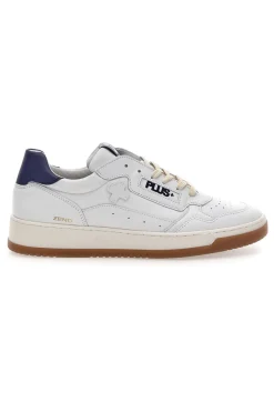 Sneaker bianca in vera pelle con dettagli blu Pittarello Plus S10