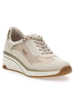Sneaker da donna beige con zeppa e inserti metallizzati Relife 67172670501