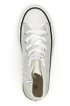 Sneakers alte bianche con pizzo e paillettes ENERGY E106