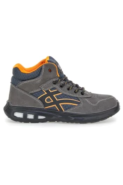 Sneakers antinfortunistiche mid grigie S1P in pelle Black shoot YL-5068H-1