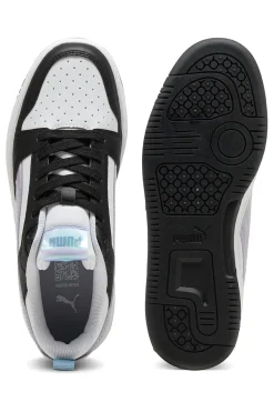 Sneakers basse bianche nere e lilla con dettagli iridescenti Puma Rebound V6 Lo Space Belle Jr