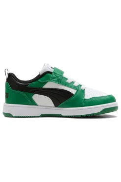 Sneakers basse bianche verdi e nere con strappo Puma Rebound V6 Lo AC+ PS
