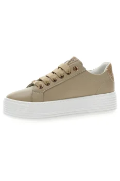 Sneakers Beige con Dettagli Color Oro Glitterati e Cerniera Mariella Burani 51031