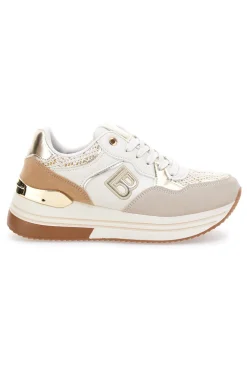 Sneakers beige con strass oro Laura Biagiotti 9640