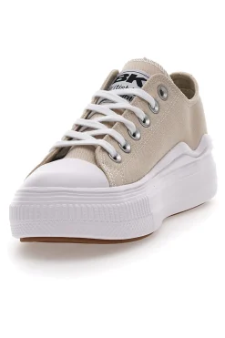 Sneakers Beige In Tela Con Platform British Knight Kaya Flow Low