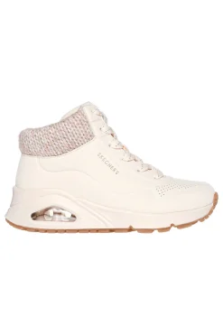 Sneakers bianche alte con collo in maglia Skechers Uno Gen1 Darling Daze