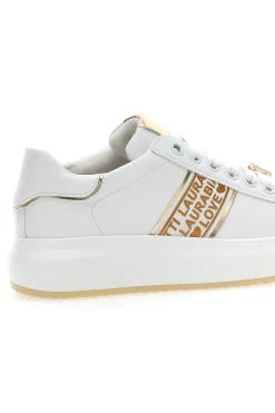 Sneakers Bianche con Bande Laterali Oro LAURA BIAGIOTTI L8945
