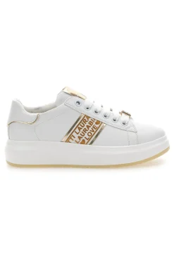 Sneakers Bianche con Bande Laterali Oro LAURA BIAGIOTTI L8945