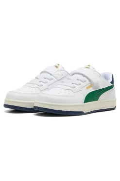 Sneakers bianche con dettagli verdi bambino con strappo Puma Caven 2 Retro AC + PS