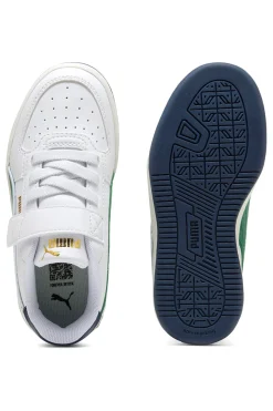 Sneakers bianche con dettagli verdi bambino con strappo Puma Caven 2 Retro AC + PS