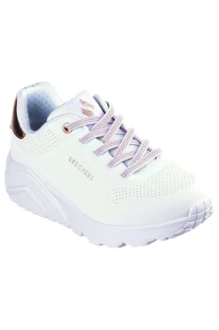 Sneakers bianche con dettagli oro Skechers Uno Lite