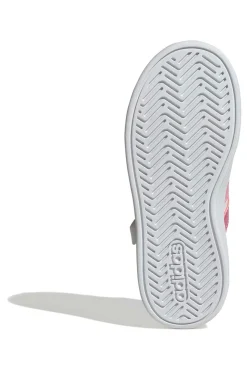 Sneakers bianche con dettagli rosa e chiusura a strappo Adidas Grand Court 3.0 El C