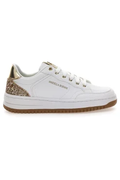 Sneakers bianche con dettagli oro glitterati Mariella Burani 51772C1170