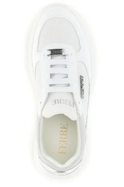 Sneakers bianche con dettagli argento Ferre F750