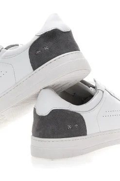 Sneakers Bianche con Dettagli Grigi in Pelle Made in Italy PTR 123