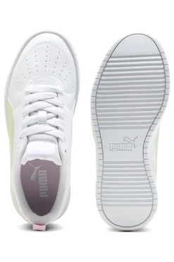 Sneakers bianche con inserti giallo chiaro e rosa Puma Rickie Jr