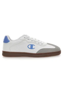 Sneakers Bianche con Logo Azzurro e Suola in Gomma CHAMPION PRESTIGE MIX MATERIAL