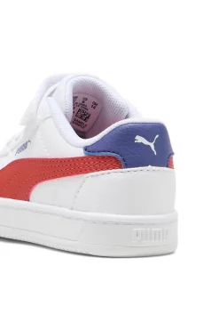 Sneakers Bianche con Logo Laterale Rosse e Velcro Puma Caven 2.0 AC+ Inf