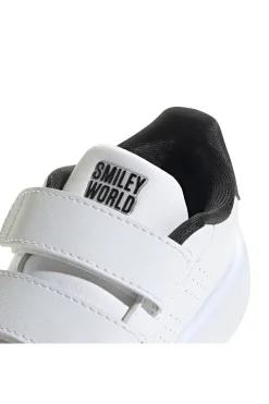 Sneakers bianche con smile e doppio strappo Adidas Advantage Smiley CF I
