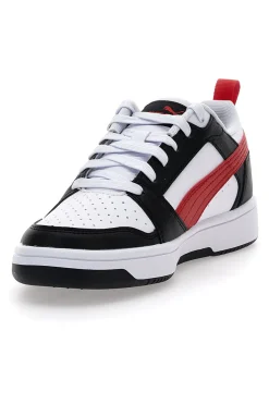 Sneakers Bianche Con Stringa Rossa Laterale Puma Rebound V6 LO JR