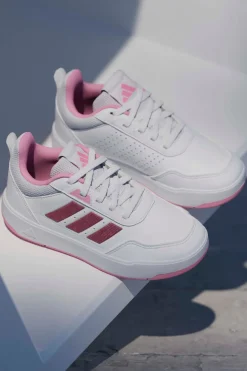 Sneakers bianche con strisce rosa metallizzate e suola antitraccia Adidas Tensaur Sport 3.0 K