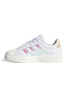 Sneakers bianche con strisce iridescenti e punta a conchiglia Adidas Streettalk J