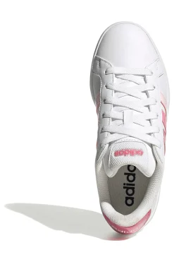 Sneakers bianche con strisce rosa sfumate in materiale sintetico Adidas Grand Court 3.0 J