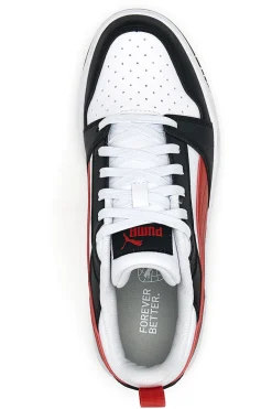 Sneakers Bianche Con Stringa Rossa Laterale Puma Rebound V6 LO JR