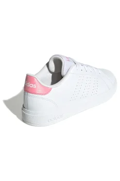 Sneakers bianche con tallone rosa e strisce traforate Adidas Advantage Base 2.0 J