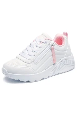 Sneakers bianche con zip laterale e platform Skechers Uno Lite Easy Zip