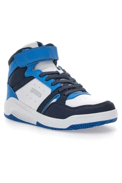 Sneakers bianche e blu mid-cut con chiusura a strappo Joma Platea Mid JR