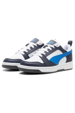 Sneakers Bianche e Blu Puma Rebound V6 Low Jr