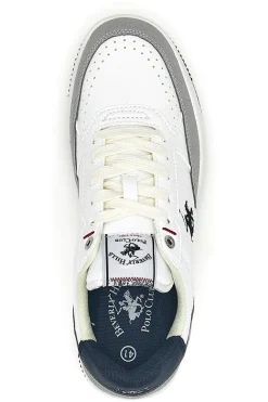 Sneakers bianche e grigie con inserti navy Beverly Hills Polo BHM524201
