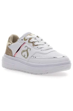 Sneakers Bianche e Oro Soprani City Pu Mirror Glitter
