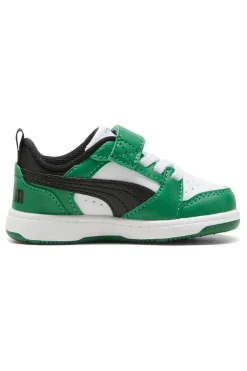 Sneakers bianche e verdi con strappo Puma Rebound V6 Lo AC+ Inf