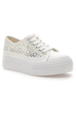 Sneakers bianche in pizzo con suola platform Energy E111