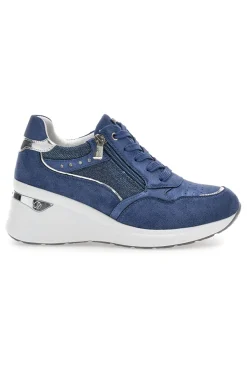 Sneakers blu con zip e dettagli metallizzati Inblu 488IN