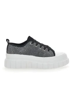 Sneakers Flatform 268603 Nere con Strass