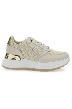Sneakers Flatform Beige con Logo e Dettagli Dorati Laura Biagiotti 8917
