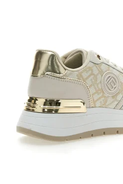Sneakers Flatform Beige con Logo e Dettagli Dorati Laura Biagiotti 8917