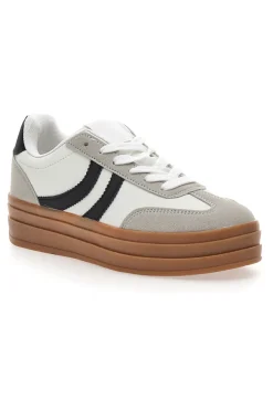 Sneakers Flatform Bianche con Dettagli Nerti Cafè Cost BKTZ3003