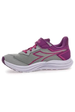 Sneakers grigie e fucsia con strappo e lacci elastici Diadora Snipe 3 JR