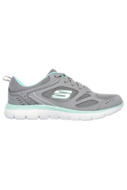 Sneakers grigie e verde acqua in pelle e mesh con Memory Foam Skechers Summits Suited