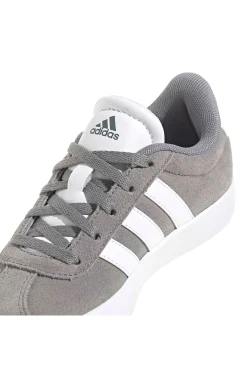 Sneakers grigie in suede con 3 strisce bianche Adidas VL Court 3.0 K