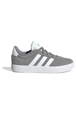 Sneakers grigie in suede con 3 strisce bianche Adidas VL Court 3.0 K