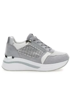 Sneakers grigie traforate con zip e zeppa Inblu 481IN